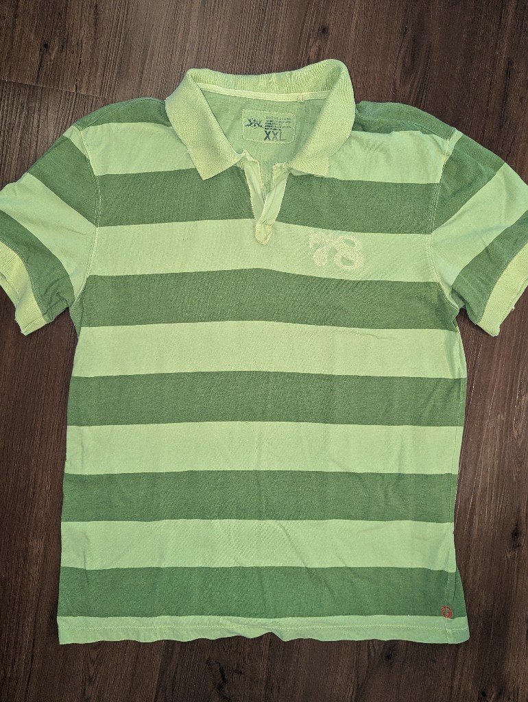Guess Vintage 2000s Green Stripe Polo, Men's Size 2xl